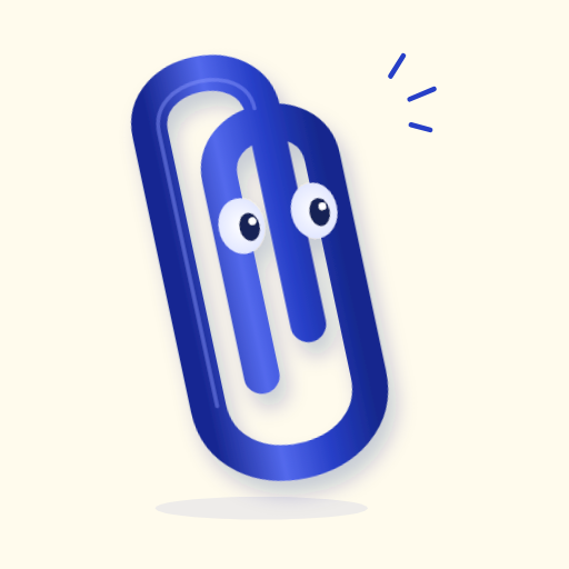 Clippy icon: a blue paper clip with eyes